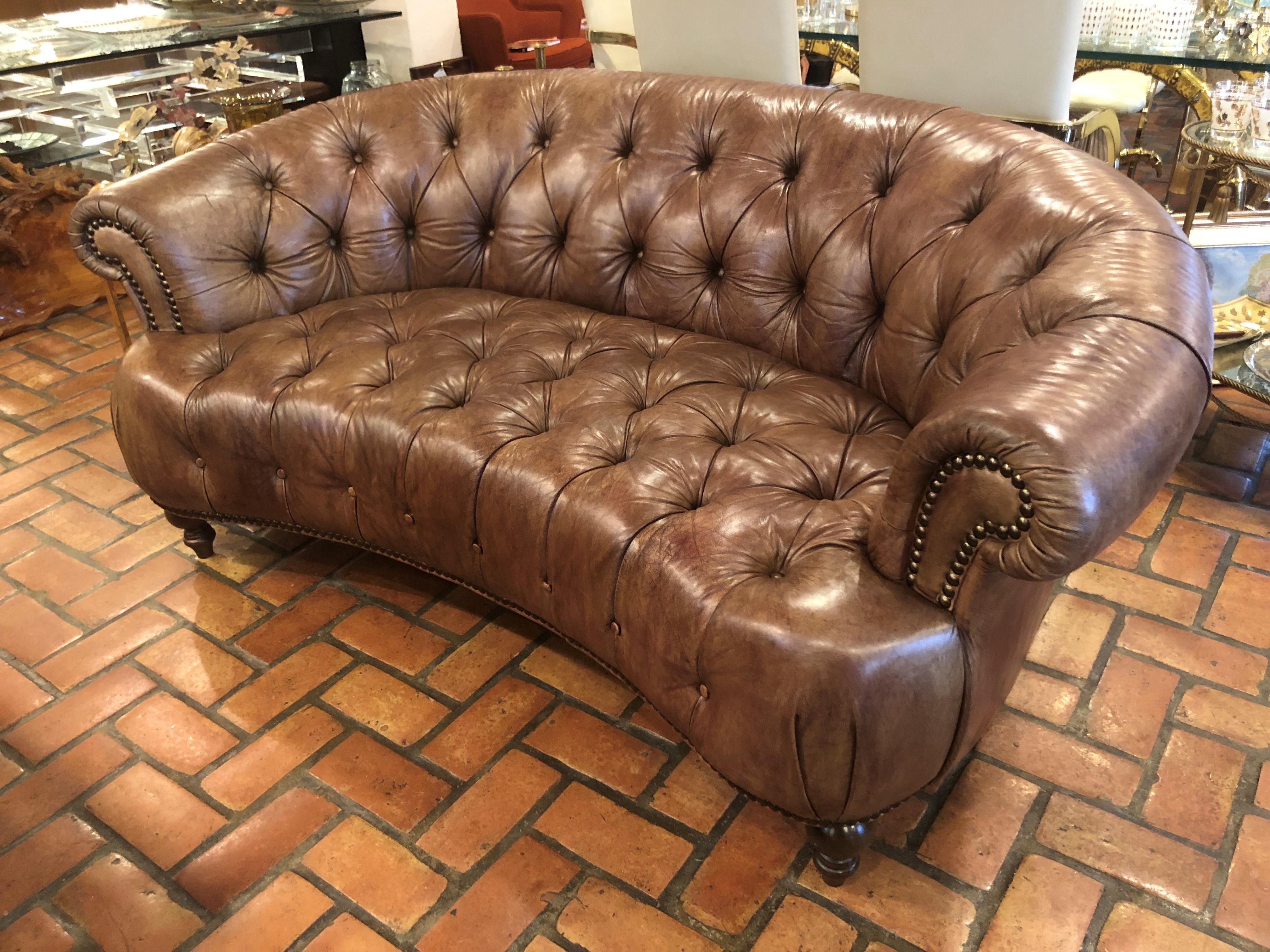 curved back leather sofa