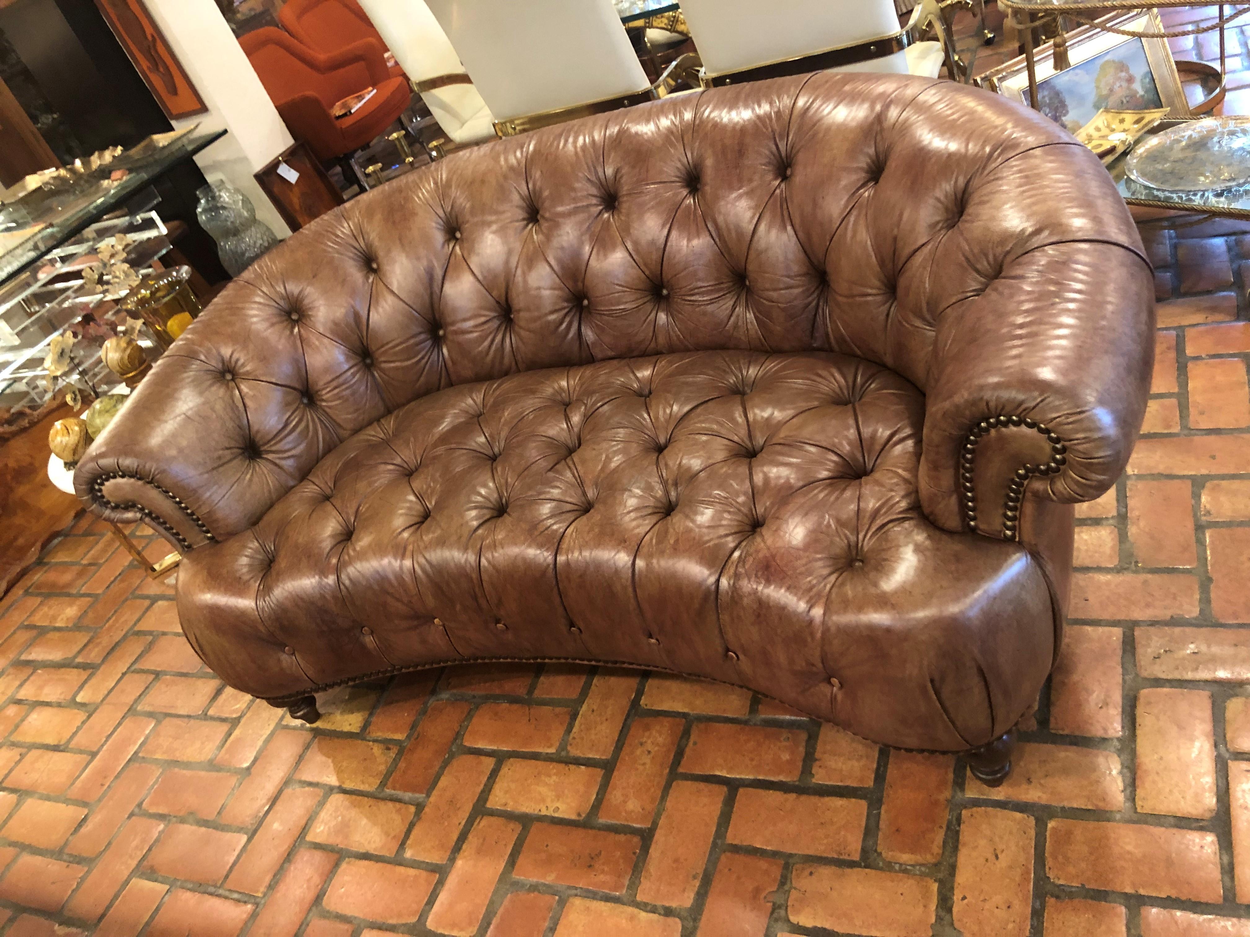 curved leather chesterfield sofa