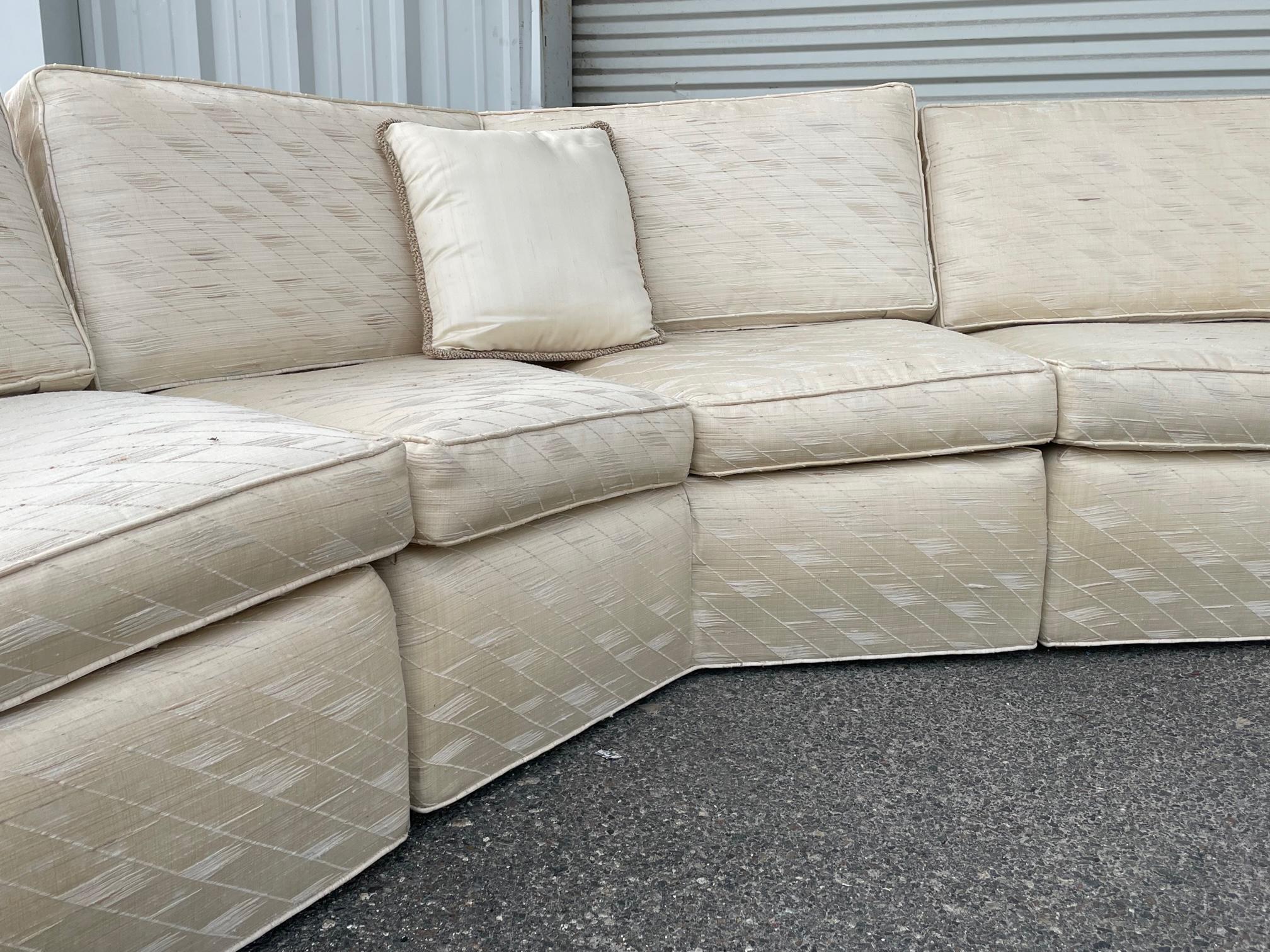Hollywood Regency Curved Circular Sectional Sofa in the Manner of Milo Baughman For Sale