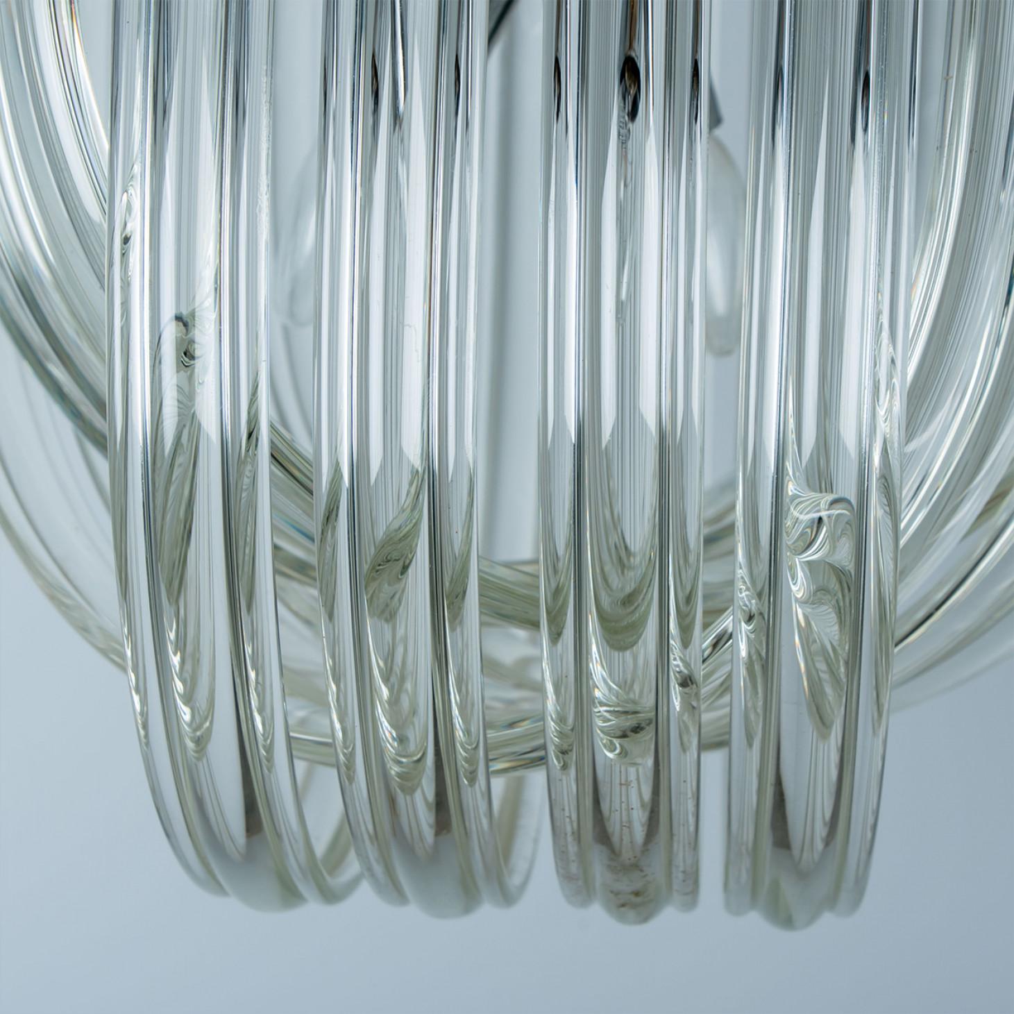 Curved Clear Gold Glass Messing Chandelier/Flush Mount, Venini In Good Condition For Sale In Rijssen, NL