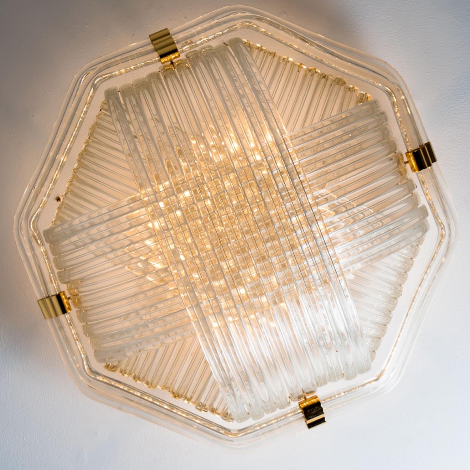 Monture encastrée en verre doré transparent incurvé, Venini en vente 2