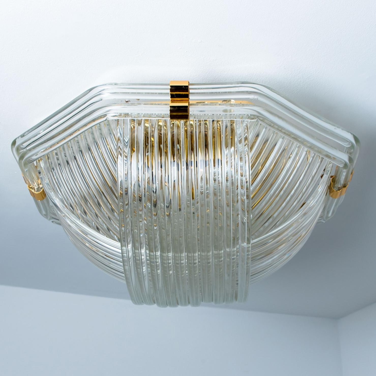 Monture encastrée en verre doré transparent incurvé, Venini en vente 3