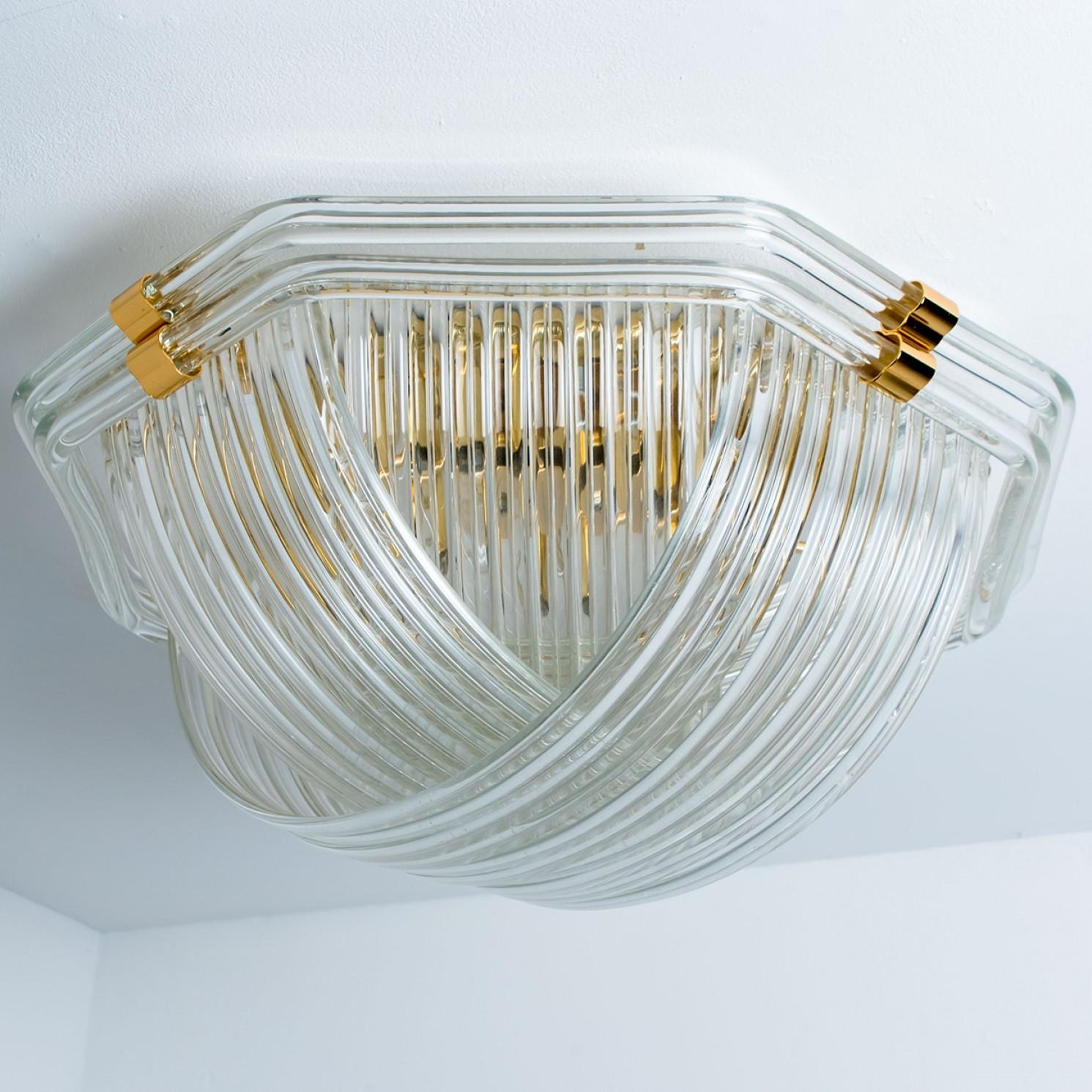 Monture encastrée en verre doré transparent incurvé, Venini en vente 5
