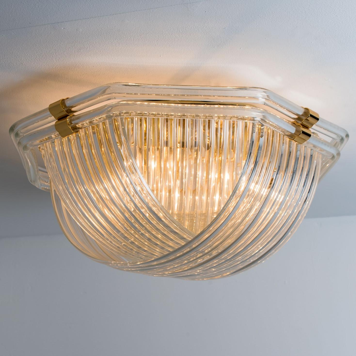 Monture encastrée en verre doré transparent incurvé, Venini en vente 7