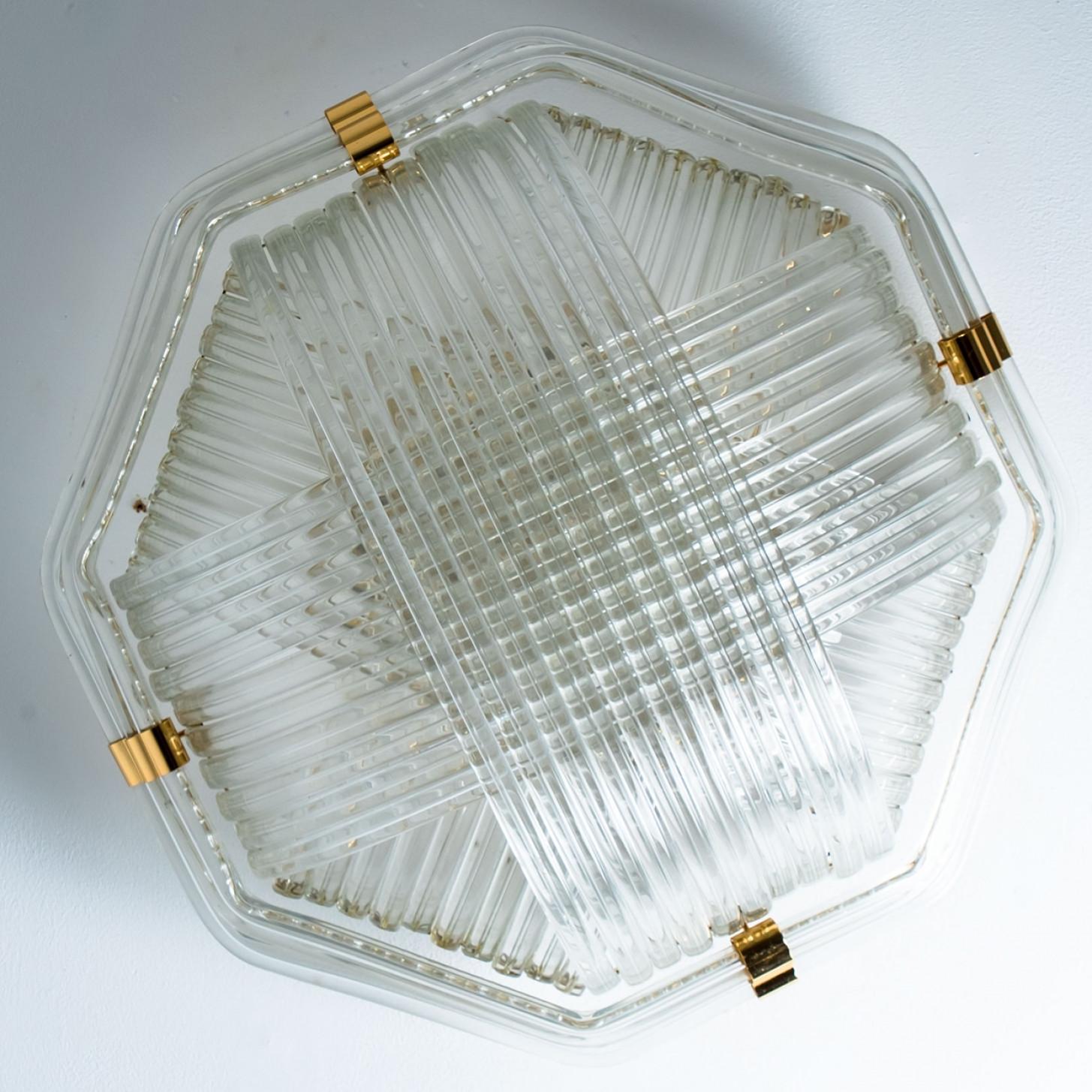 Mid-Century Modern Monture encastrée en verre doré transparent incurvé, Venini en vente