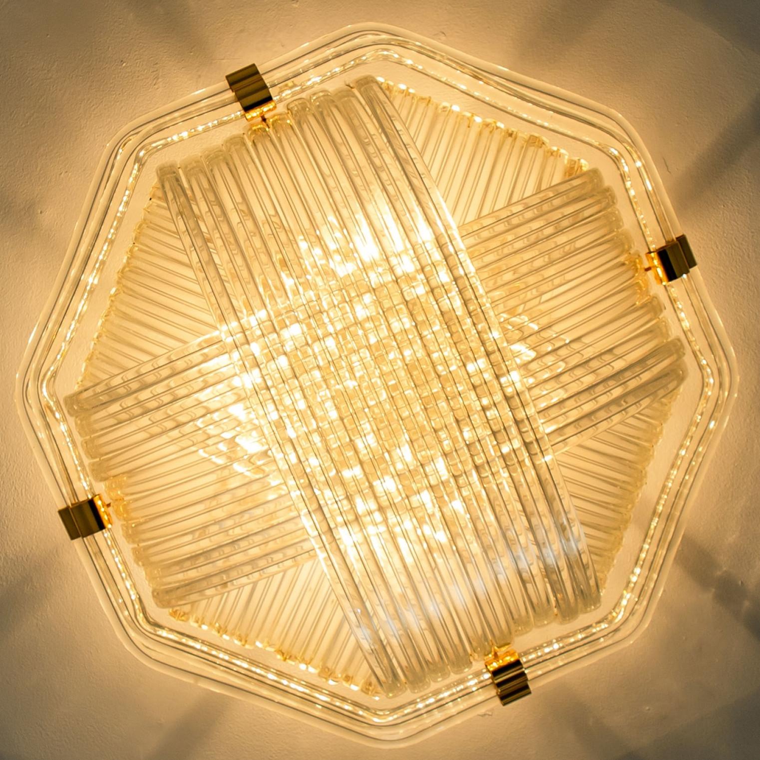 Autre Monture encastrée en verre doré transparent incurvé, Venini en vente