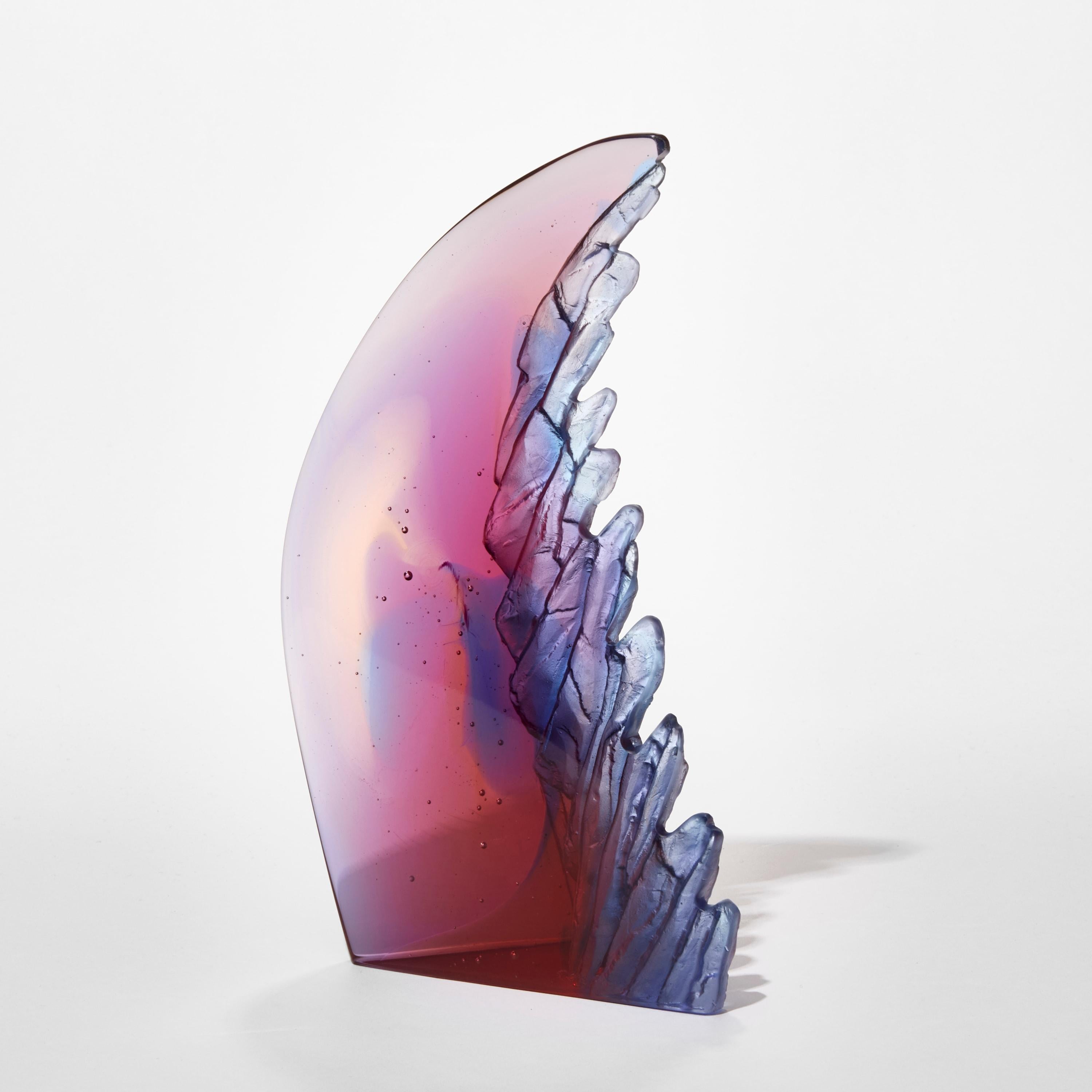 Britannico Curved Cliff I, a pink & purple textured cast glass sculpture by Crispian Heath in vendita