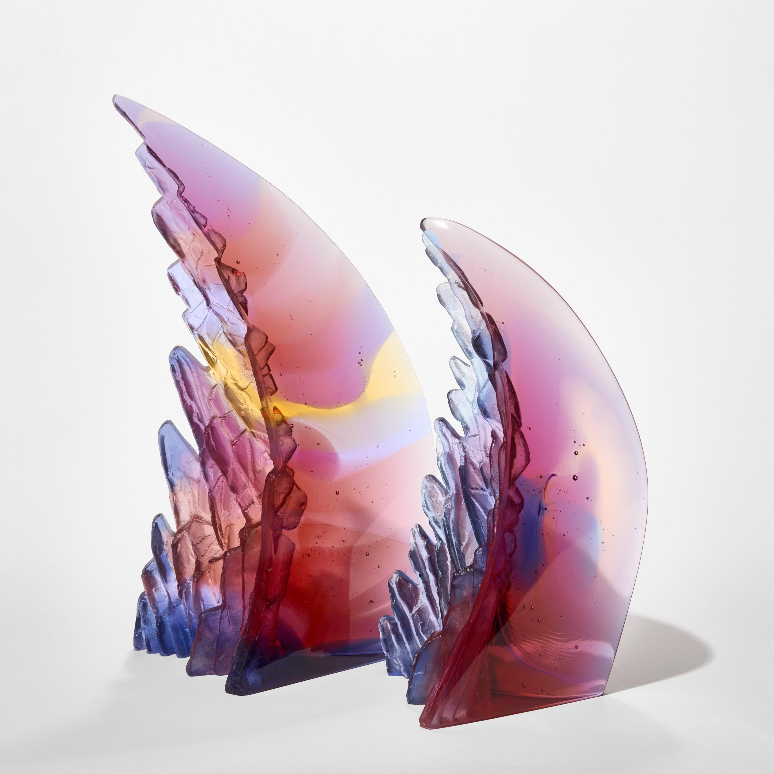 Fatto a mano Curved Cliff II, a red & purple textured cast glass sculpture by Crispian Heath in vendita