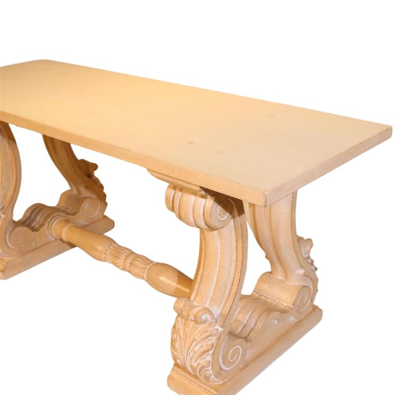 Regency Curved Columnar Base Wood Console Table For Sale