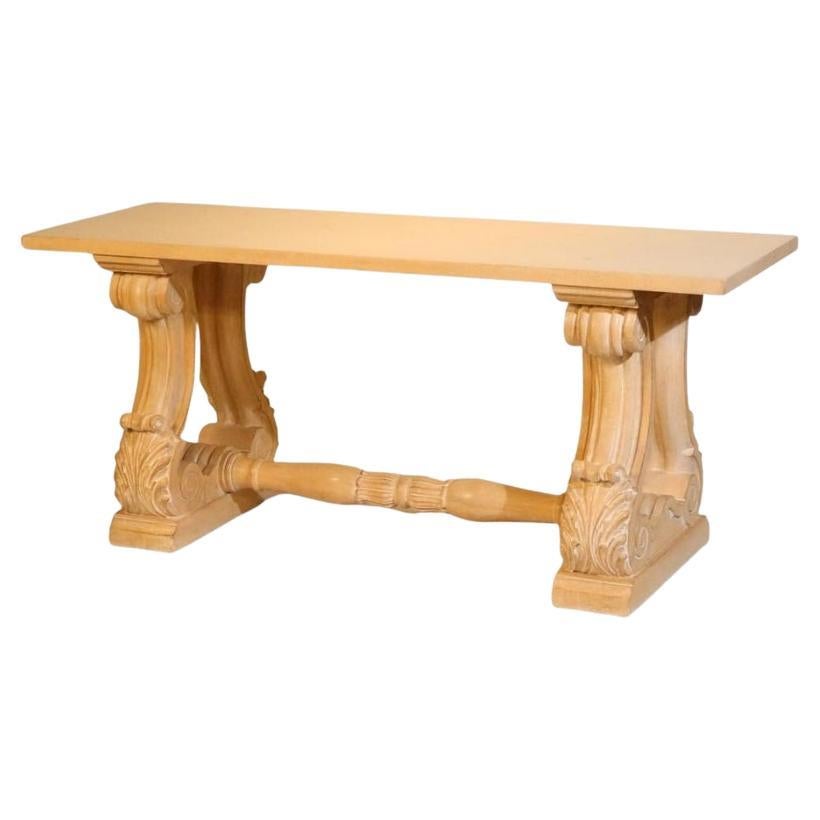 Curved Columnar Base Wood Console Table