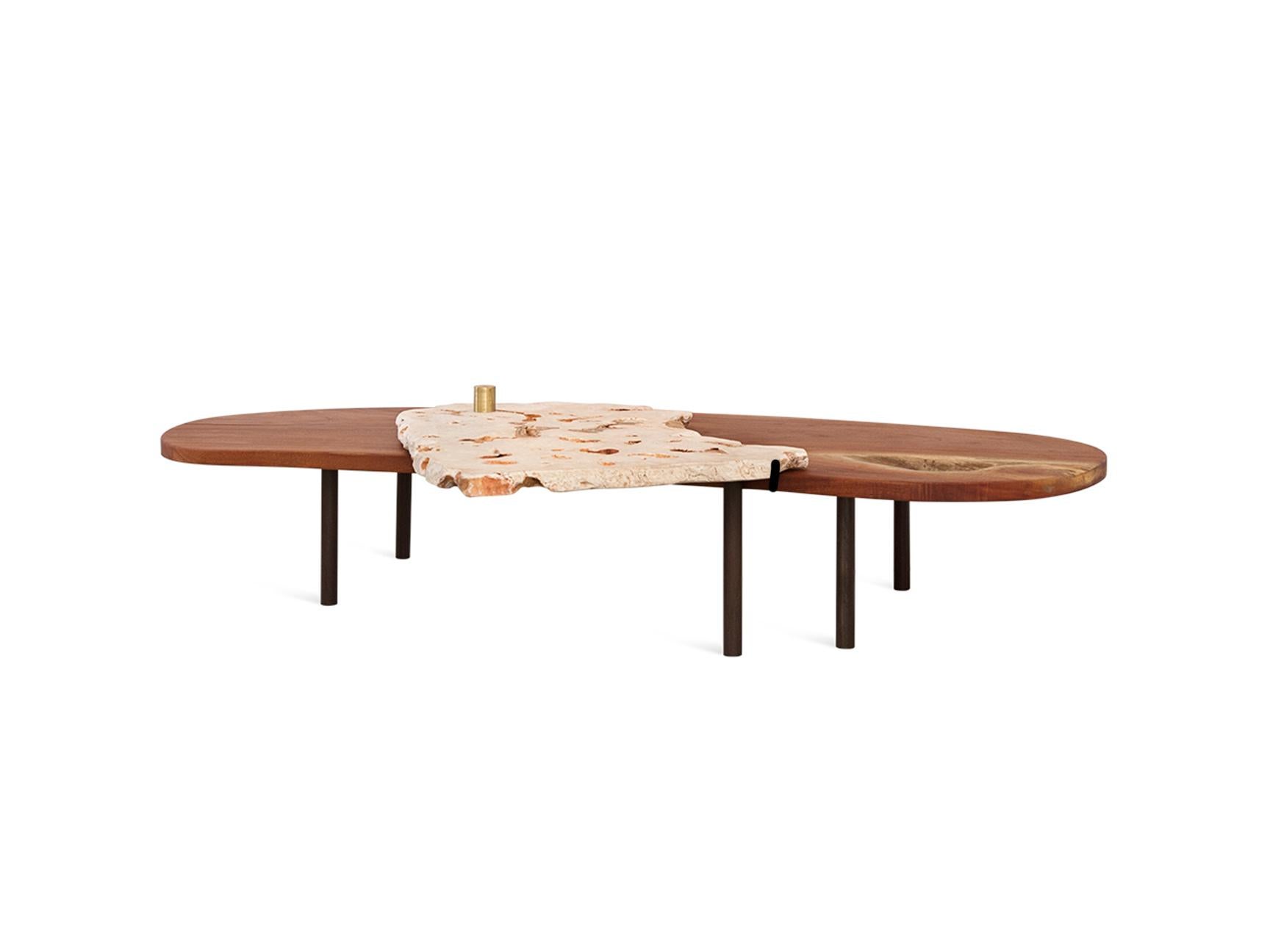 Curved Coral and Mahogany Low Coffee Table For Sale 6