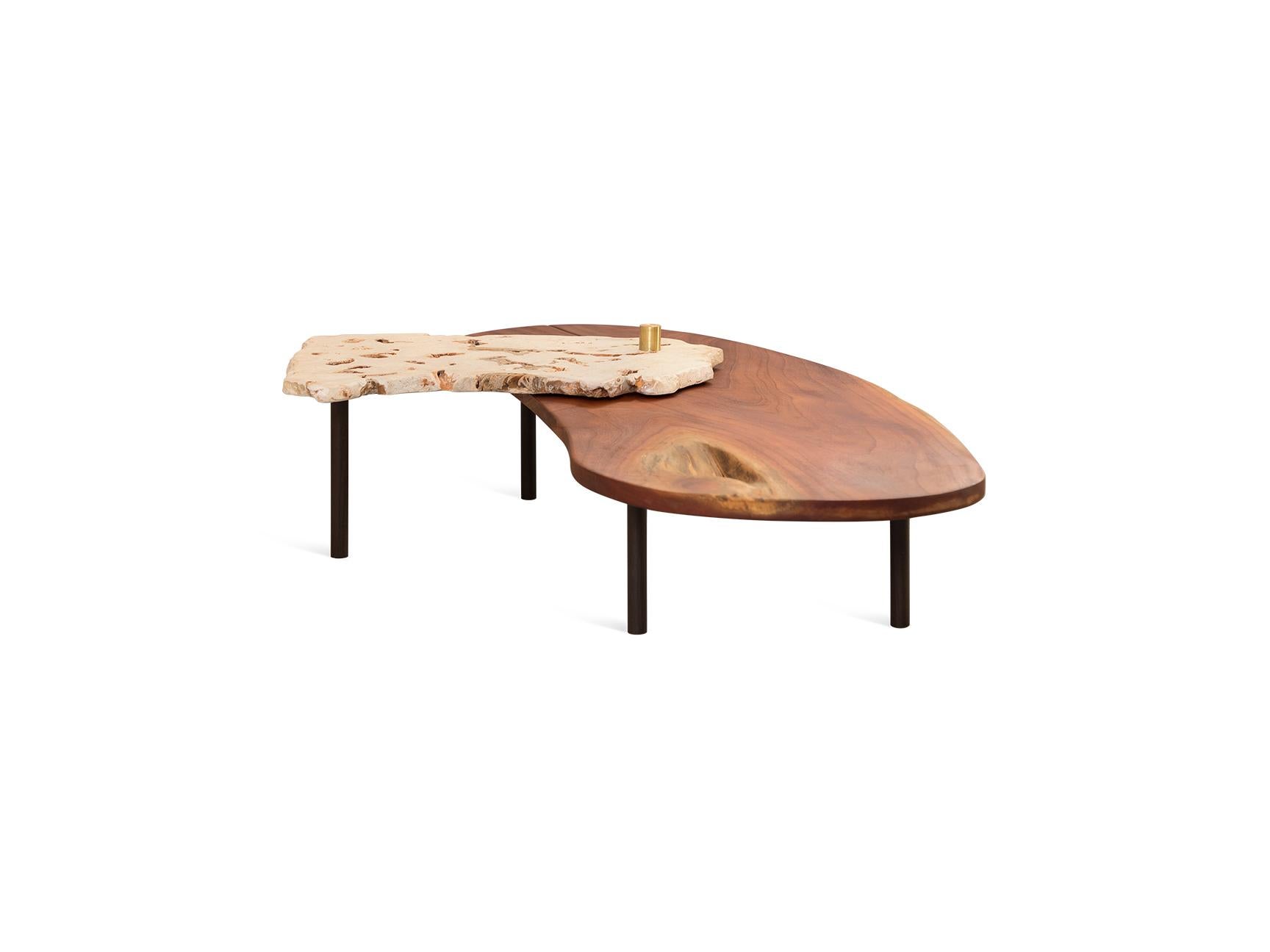 Curved Coral and Mahogany Low Coffee Table For Sale 1