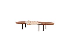 Coral: Adjustable Slab- Modern Mahogany & Coral Quartz Center Table