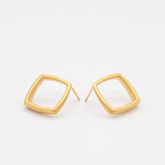 Curved Curves Framed Rhombus Earrings in Gold Vermeil and Silver by Sheng Zhang