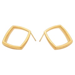 Curved Curves Framed Rhombus Earrings in Gold Vermeil and Silver by Sheng Zhang