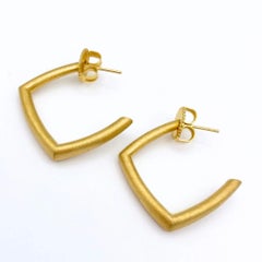 Curved Curves Hoop Rhombus Earrings in Gold Vermeil and Silver by Sheng Zhang