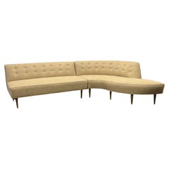 Curved Custom-Made Midcentury Two Piece Sectional Sofa