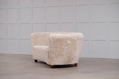 Curved Danish Sheepskin Sofa, 1940s