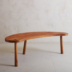 Curved Demilune Wooden Coffee Table, France, 20th Century