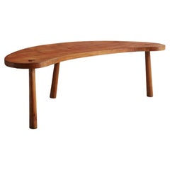 Curved Demilune Wooden Coffee Table, France, 20th Century