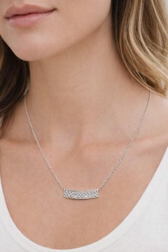 MARKDOWN, Diamond Bar Necklace in 18K and 14K White Gold, 0.70 Carats