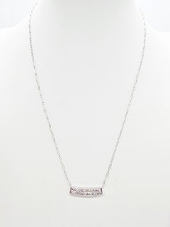 MARKDOWN, Curved Diamond Bar Necklace in 18K White Gold, 0.70 Carats