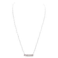 MARKDOWN, Curved Diamond Bar Necklace in 18K White Gold, 0.70 Carats