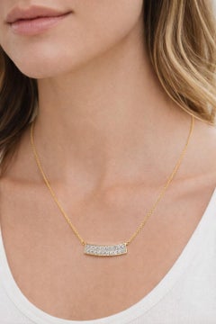 CLEARANCE, 0.70 Cts Diamond Bar Necklace in 18K White Gold and 14K Yellow Gold