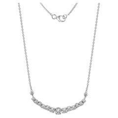 Curved Diamond Bar Necklace in 18K White Gold Minimalist Diamond Necklace