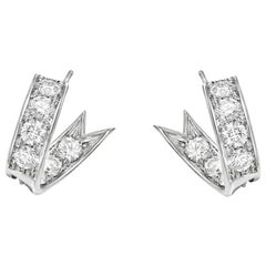 Curved Diamond Hoop Earrings