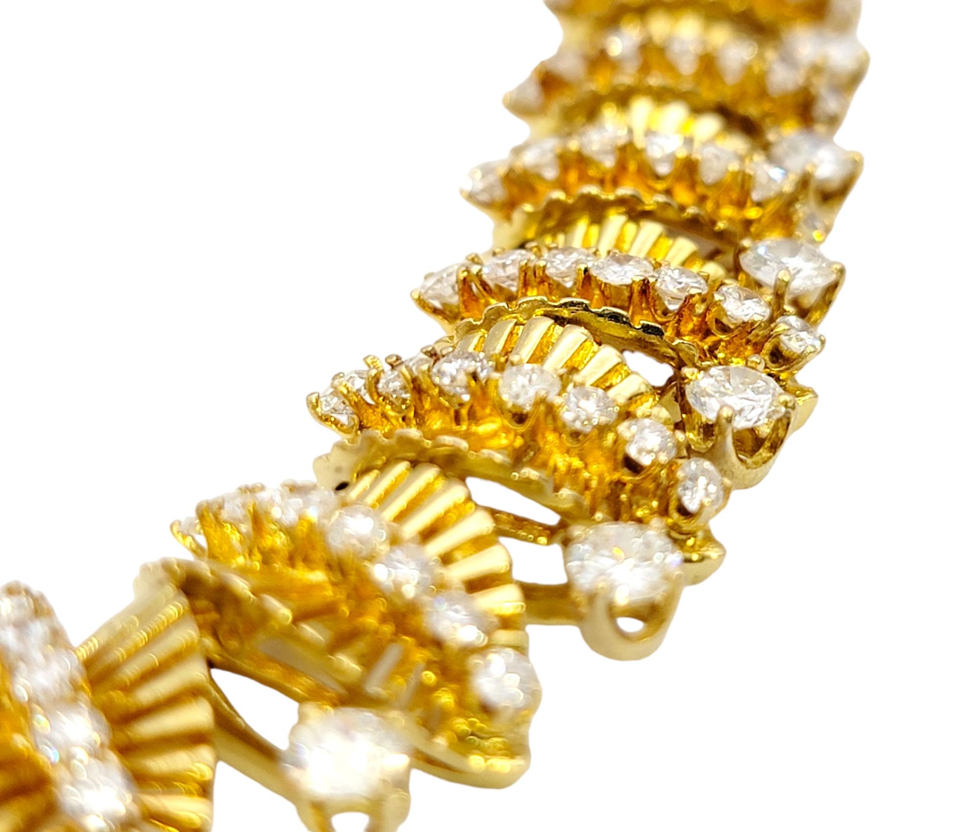 Curved Diamond Leaf and Bar Strand Articulated Necklace in 18 Karat Gold 1