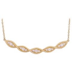 Curved Diamond Necklace, 14 Karat Gold Twisted Rope Bar, NeckMess, NK6085Y45JJ