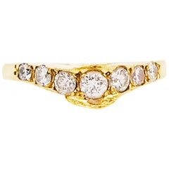 Anillo de diamantes curvo, diamante de 0,30 quilates, alianza de boda de diamantes Estate de oro de 18 quilates