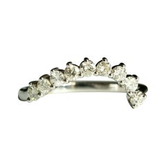 Alliance asymétrique de mariage en or 14 carats avec diamants courbés