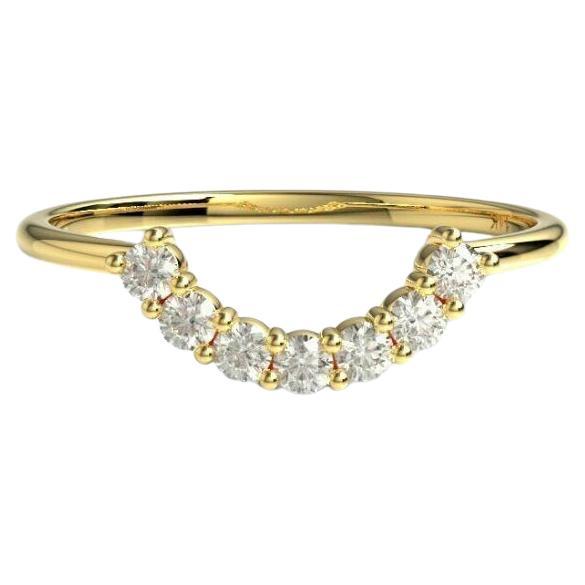 Curved Diamond Wedding Band 14K Gold Round diamond Stacking Ring Valentine Gift