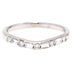 Gebogener Diamant-Hochzeitsring, 14 Karat Weißgold, Baguette