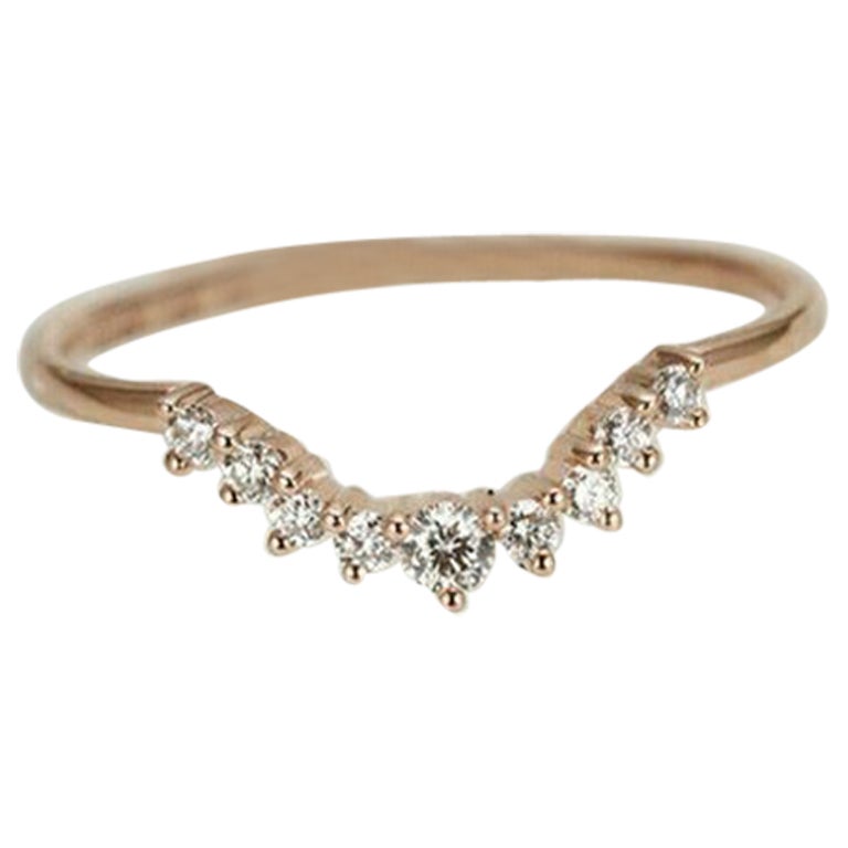 Bracelet de fiançailles en or rose avec diamant courbé NS9 en vente