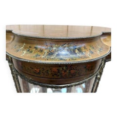 Curved display cabinet in Louis XV style in painted wood and bronze