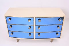 Roberto Rida Curved Dresser with Blue Crystal Glass