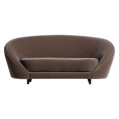 Curved Egg Shape Sofa, in the Style of Ico Parisi, Pure Mohair, Italy, 1960s