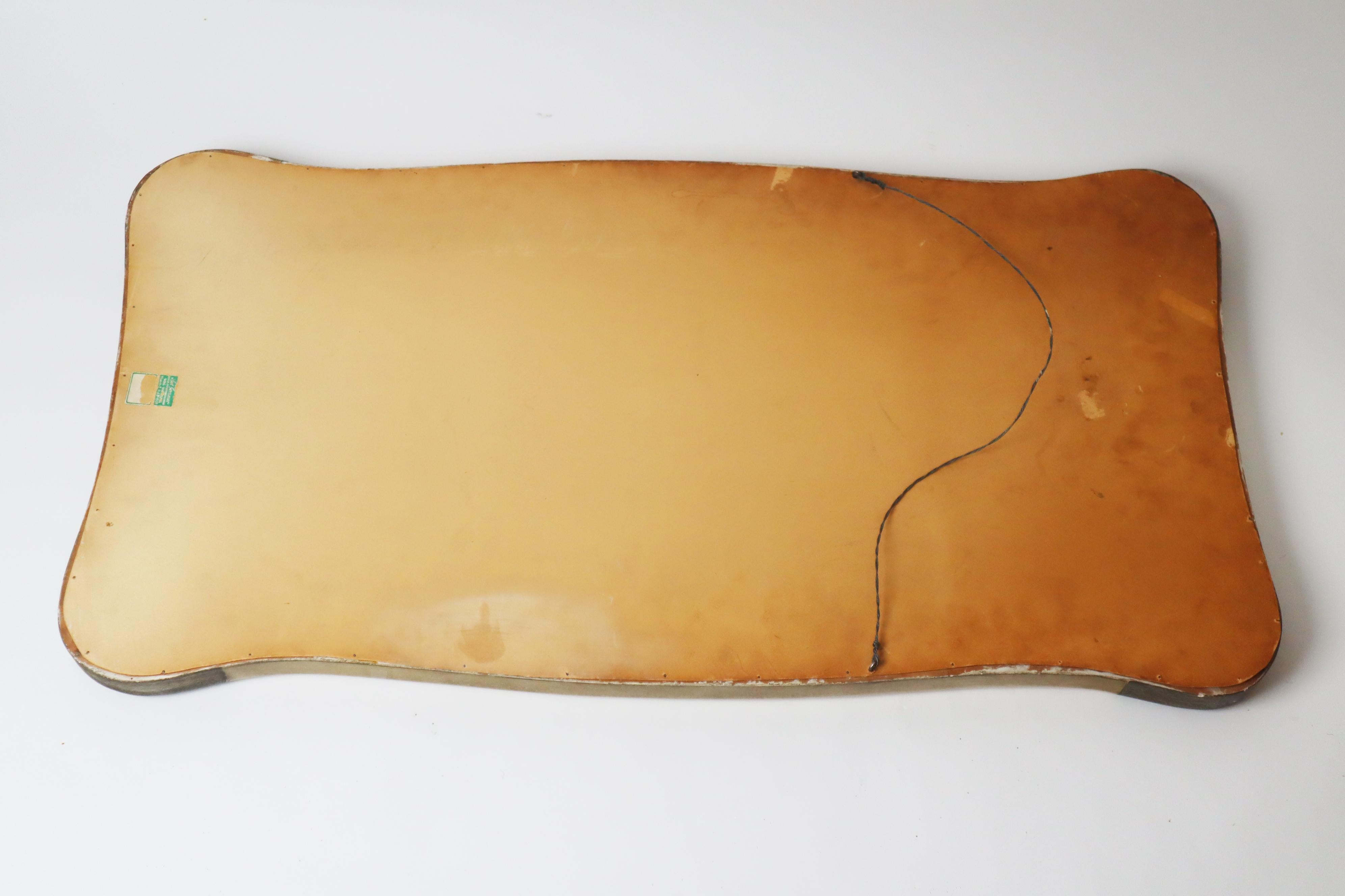 Espejo de Pared Curvo Grabado en Oro Blanco Art Deco Moderno, Italia 1950 en venta 7