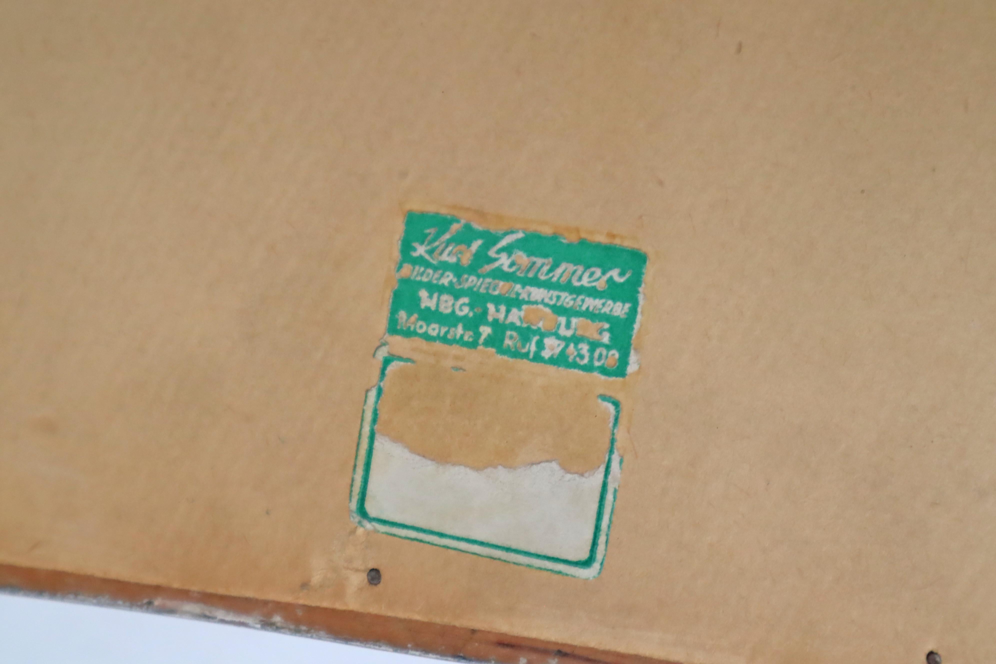 Espejo de Pared Curvo Grabado en Oro Blanco Art Deco Moderno, Italia 1950 en venta 8