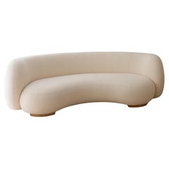 Curved EOF-1 Sofa  by Emmanuel Outy, Oak feets and fabric, Crafted in France