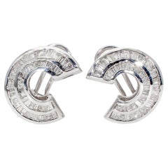 Curved French Clip Earrings with Baguette Diamonds.  D2.75ct.t.w.