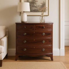 Curved Front Antique Dresser, Chest of Drawers, Wood, Mahogany, c. 1920s