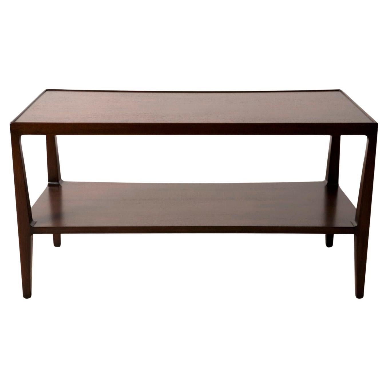 Curved Front two-Tier Console in Honduran Mahogany by Edward Wormley for Dunbar For Sale