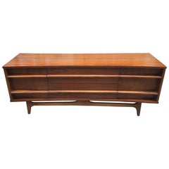 Curved Front Walnut Credenza