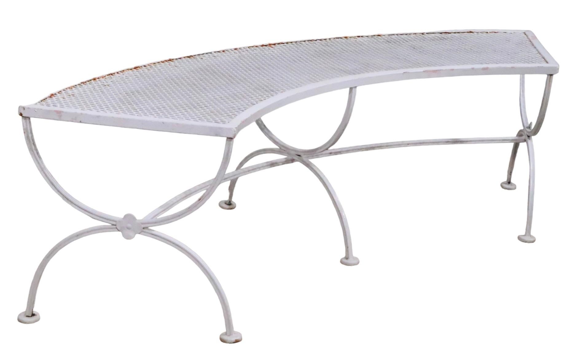 Mid-Century Modern Curved Garden Patio Poolside Bench by Salterini 3 available  For Sale