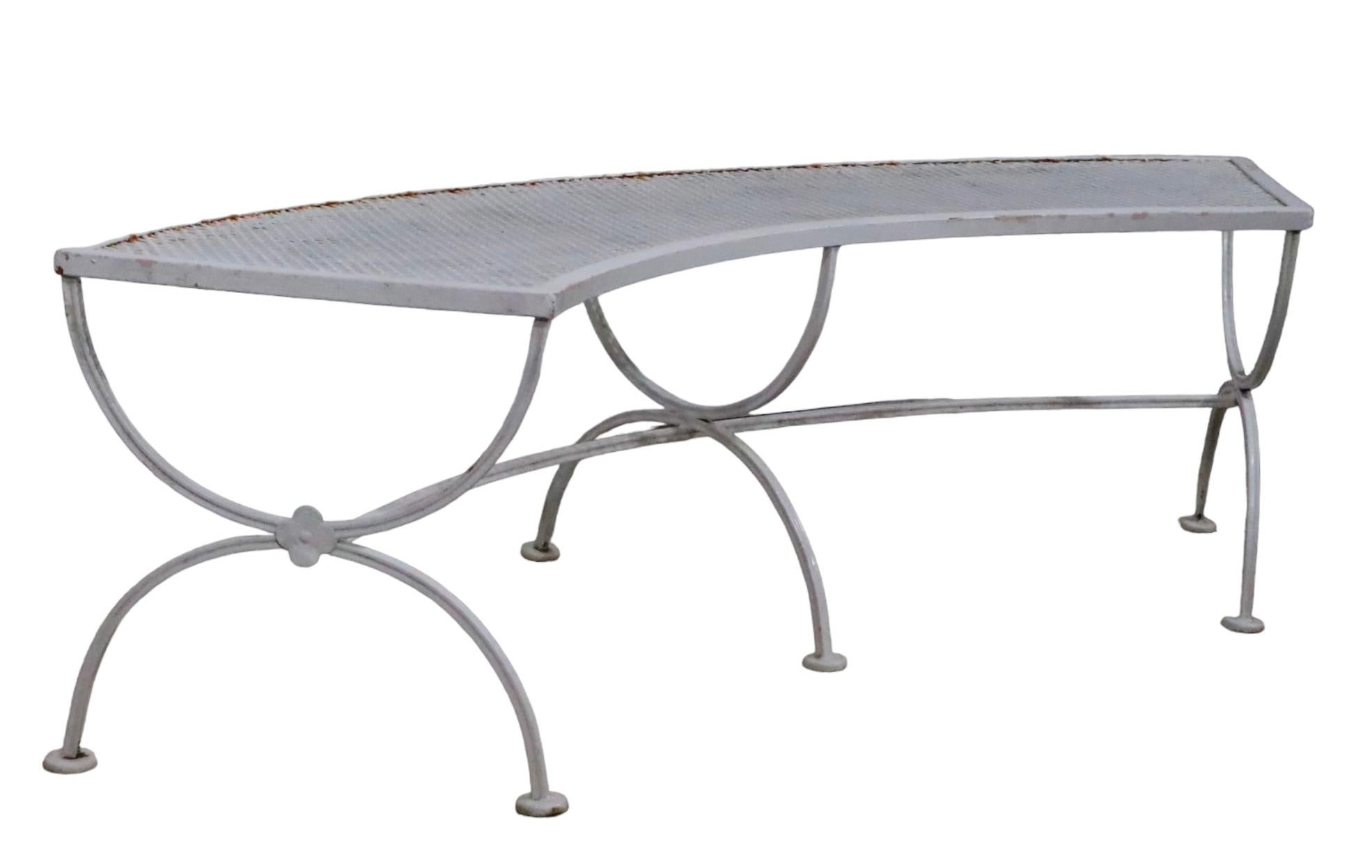 American Curved Garden Patio Poolside Bench by Salterini 3 available  For Sale