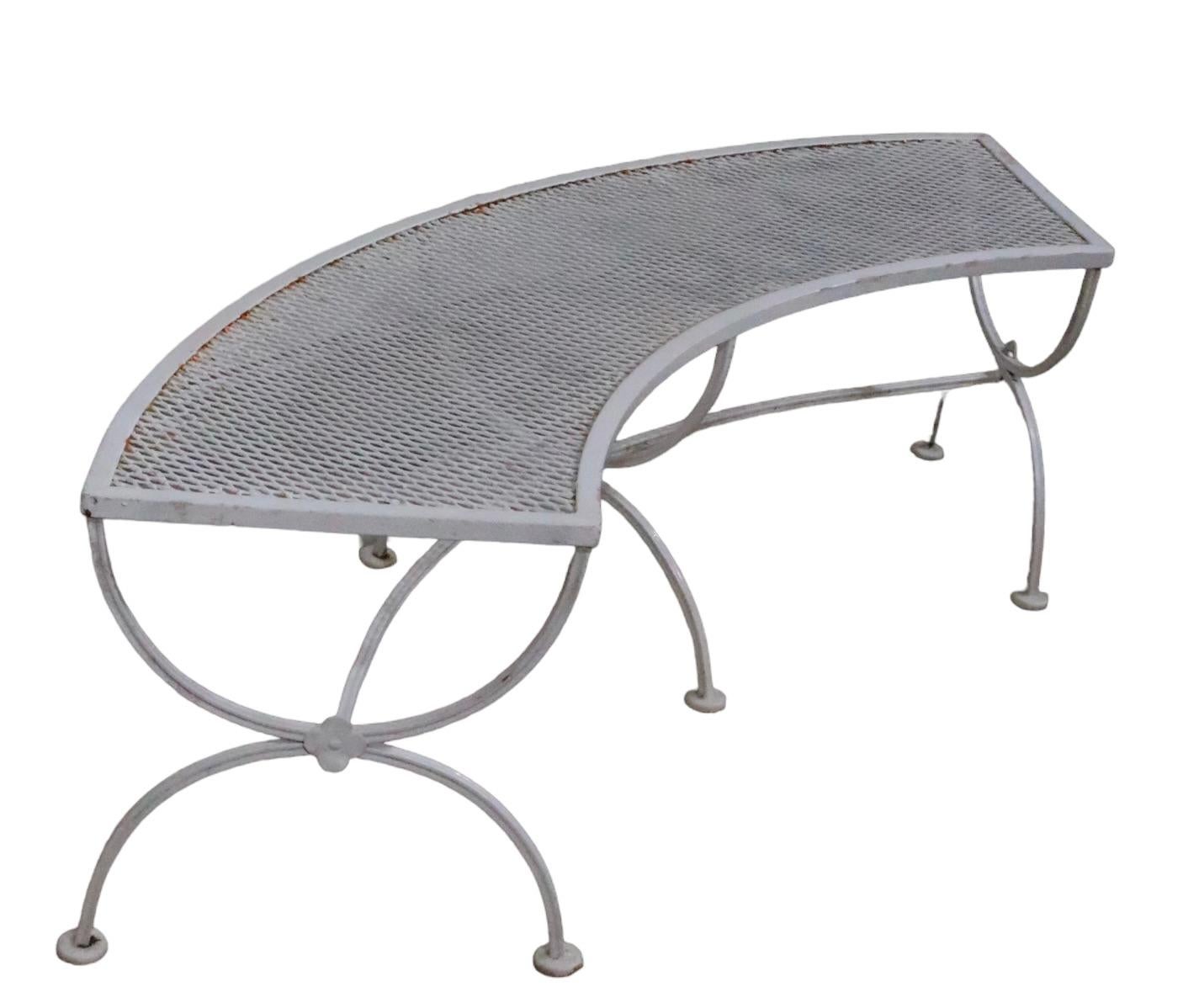 Curved Garden Patio Poolside Bench by Salterini 3 available  In Good Condition For Sale In New York, NY